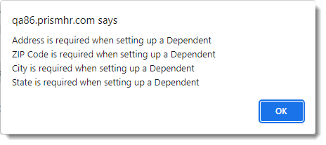 Dependent Required Fields Error
