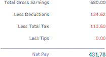 Pay summary calculation example